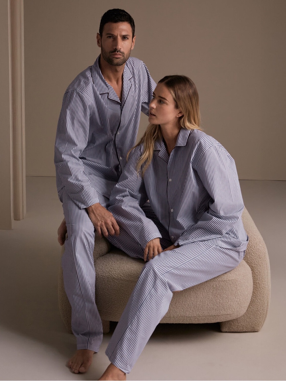 Frette 1860 Passage Poplin Pajama Striped in Light Blue & White bottoms only XL